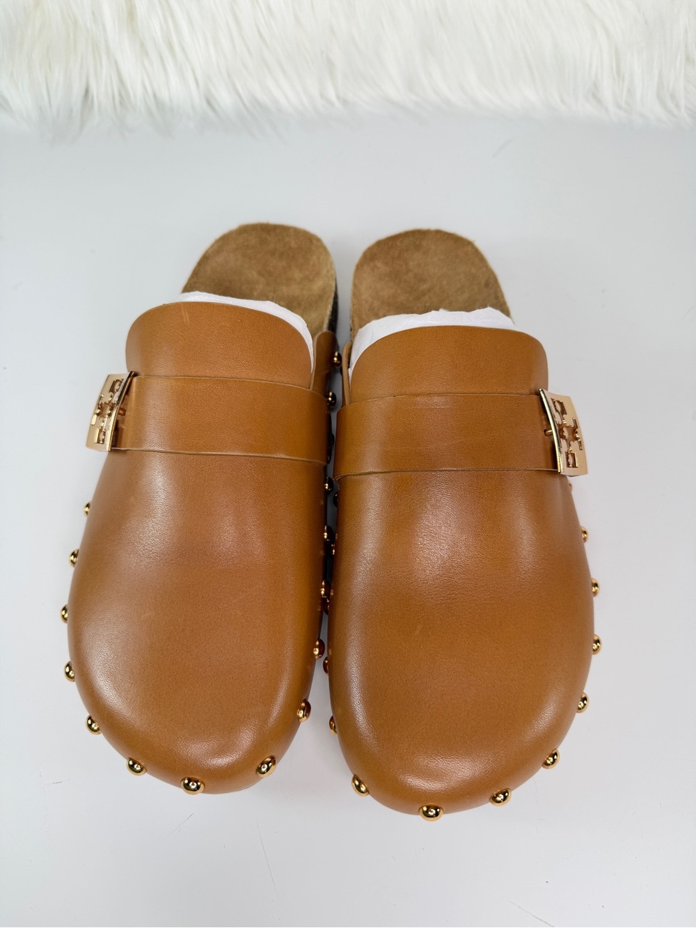 Tory Burch Women’s Mellow Studded Mule - Caramel Corn - Size 9 - Picture 3 of 8